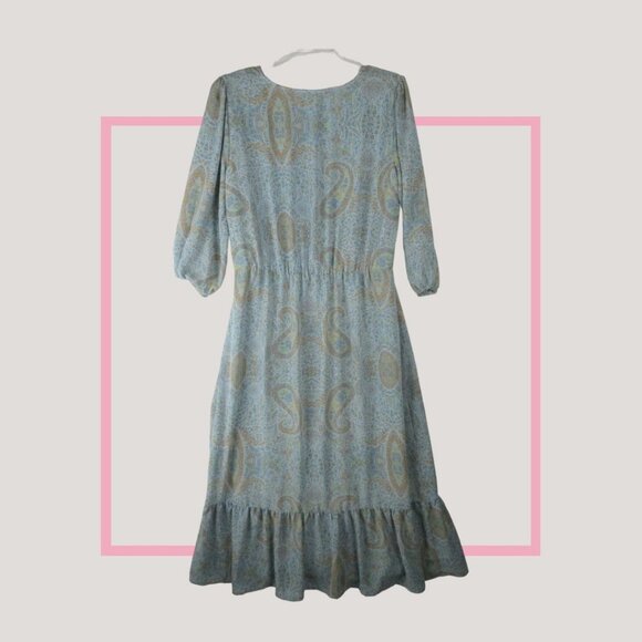 Jane and Delancey V-Neck Peasant Dress Size M 3/4 Sleeve Tiered Paisley - Picture 2 of 12